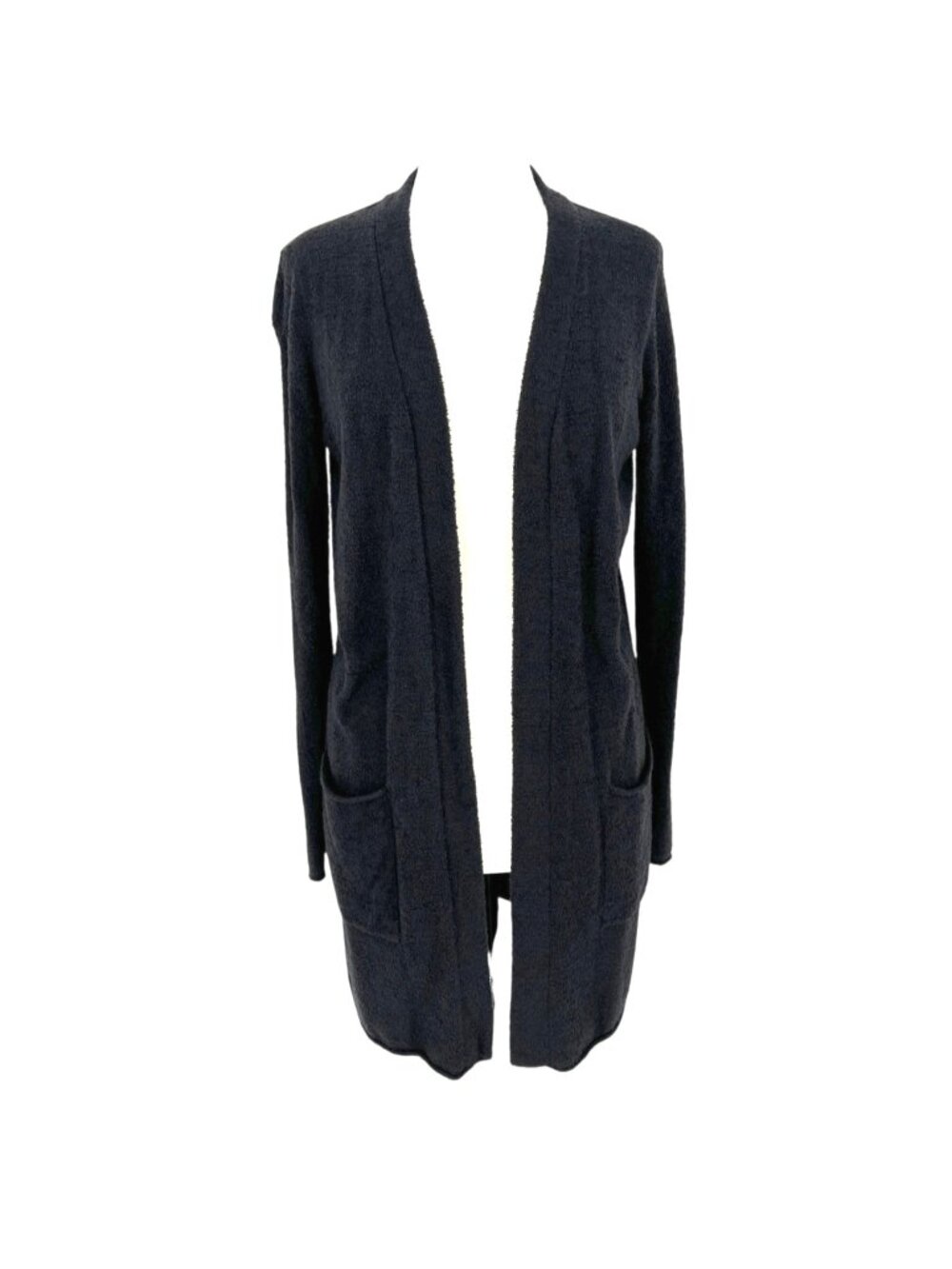 Barefoot Dreams Cozychic Lite Knit Open Front Cardigan Charcoal Black Size Small